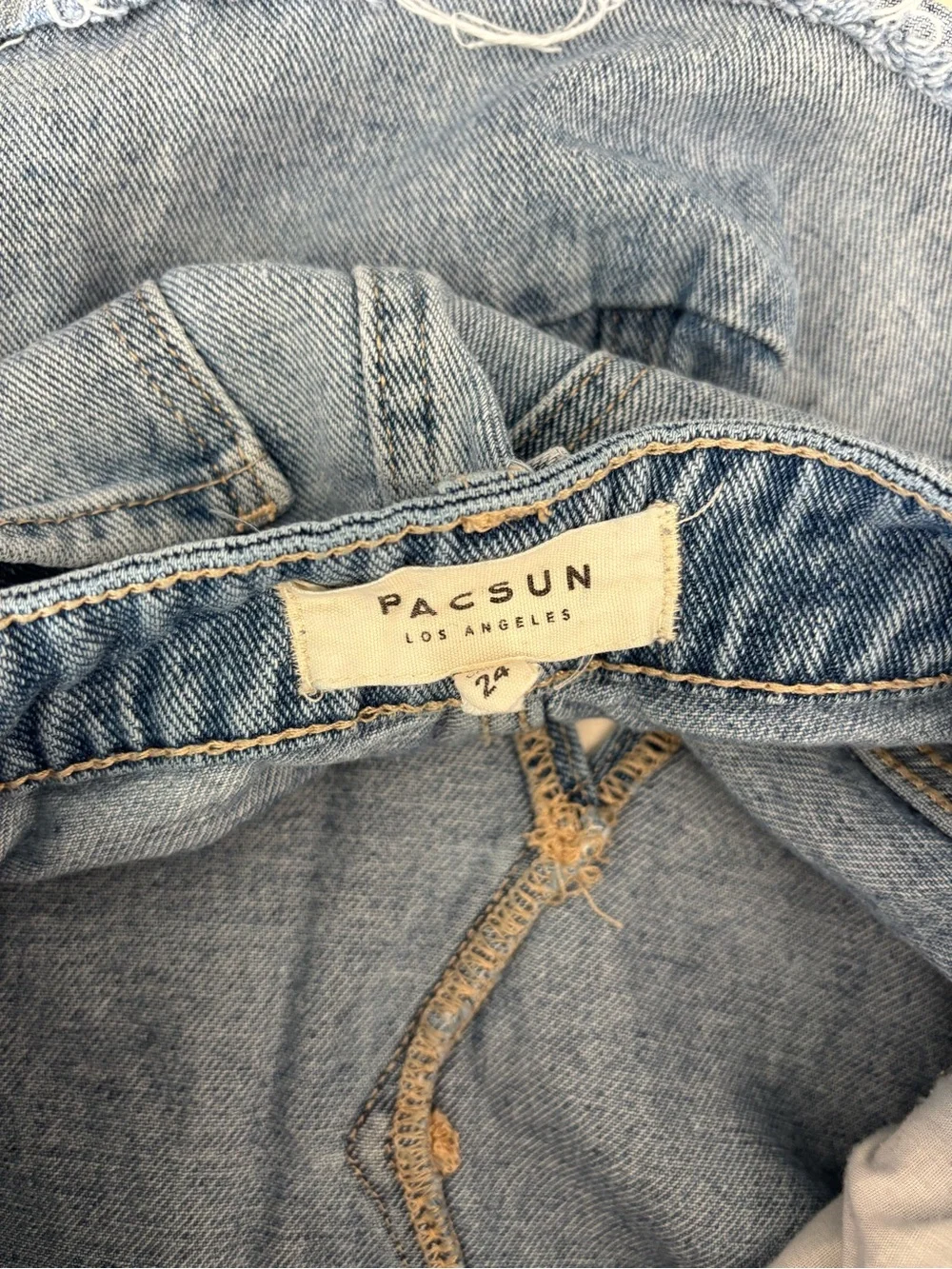 PacSun Light Wash Raw Hem Denim Mini Skirt Size 24